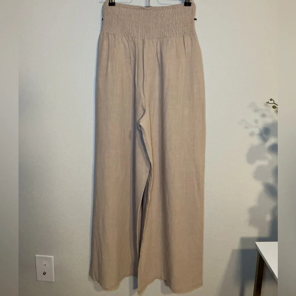 Tan Wide-Leg Pants - Picture 3 of 8